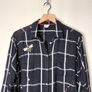 Plaid Bleach Splatter Button zip-3