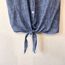 Linen Tie Front Button Up Top-6