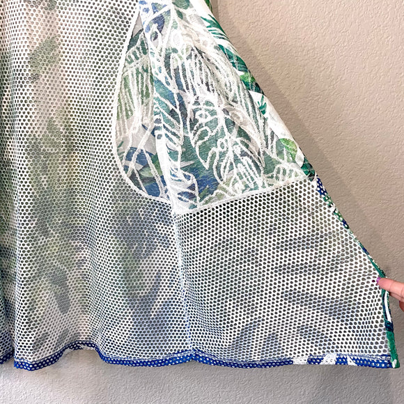 Tropical Leaf Mesh Cardigan