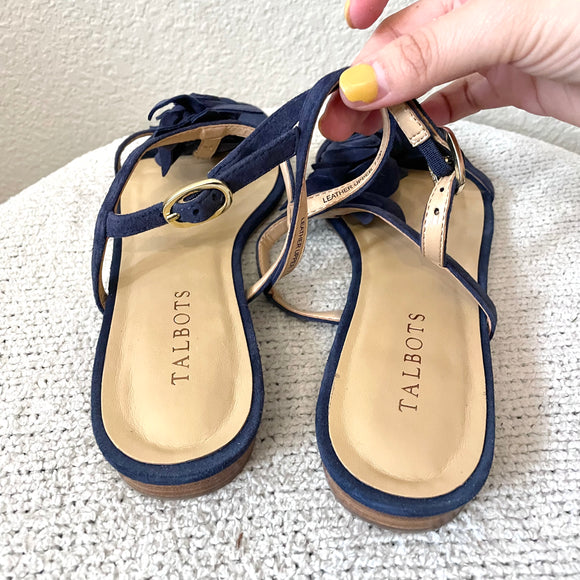 3D Floral Suede Sandals