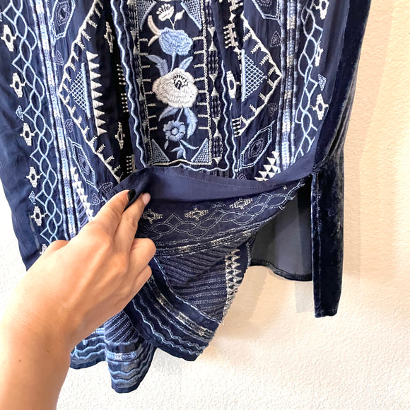 Velvet Embroidered Back Top