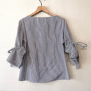 Striped Bow Sleeve Top-7