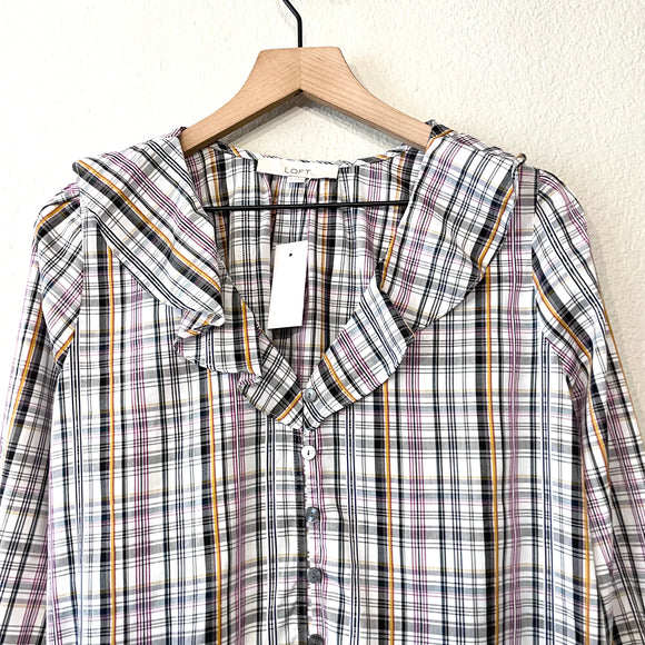 Plaid Bell Sleeve Button Up
