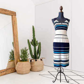 Ribbed Striped Sheath Dress