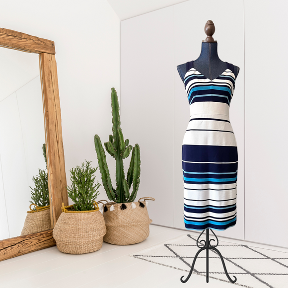 Ribbed Striped Sheath Dress