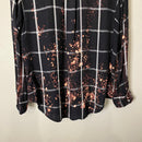 Plaid Bleach Splatter Button zip-9