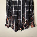 Plaid Bleach Splatter Button zip-6