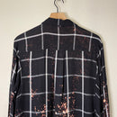 Plaid Bleach Splatter Button zip-8