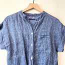 Linen Tie Front Button Up Top-3