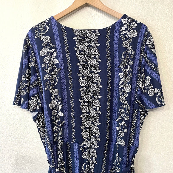 Floral Faux Wrap Dress