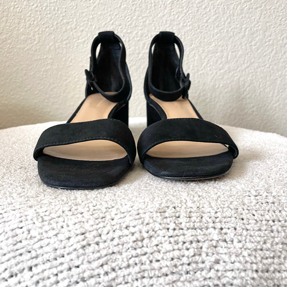 Suede Low Block Heel