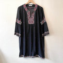 V-Neck Embroidered Flare Dress-2
