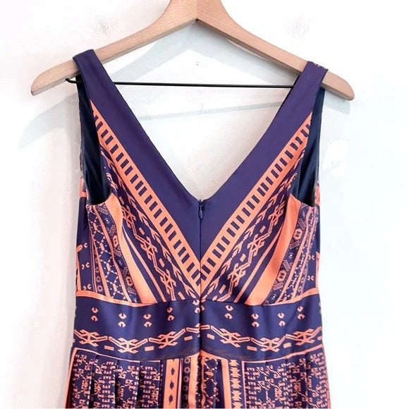 Geometric Pleated Maxi Dress