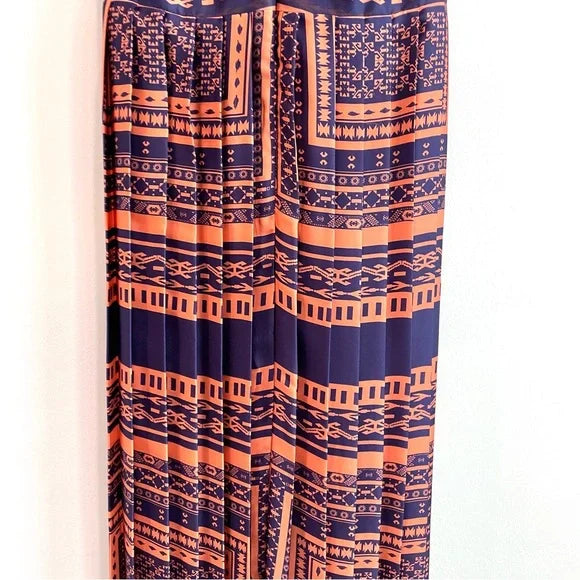 Geometric Pleated Maxi Dress