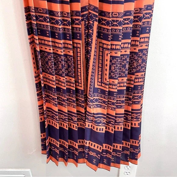 Geometric Pleated Maxi Dress