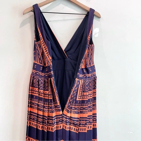 Geometric Pleated Maxi Dress