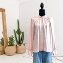 Tencel Long Sleeve Fringe Hem Top-1