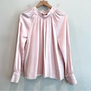 Tencel Long Sleeve Fringe Hem Top-2