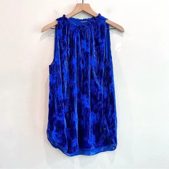 Silk Velvet Ruffle Neck Top