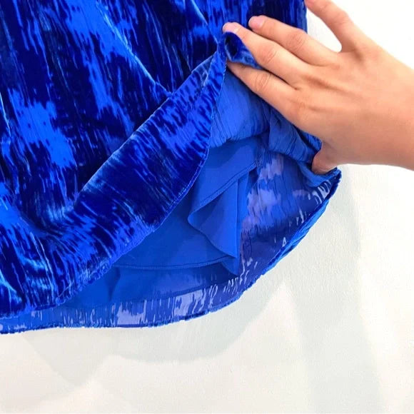 Silk Velvet Ruffle Neck Top
