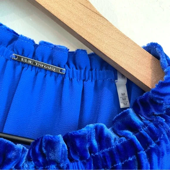 Silk Velvet Ruffle Neck Top