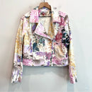 Floral Bird Print Moto Jacket-2