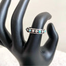 Silver Studded Turquoise Band Ring-6