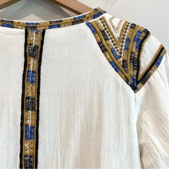 Embroidered Beaded Tassel Top