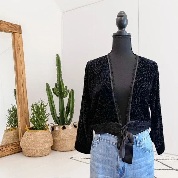 Velvet Burnout Filigree Cardigan
