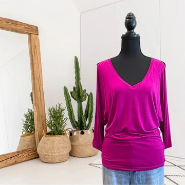 V-Neck Slit Sleeve Top