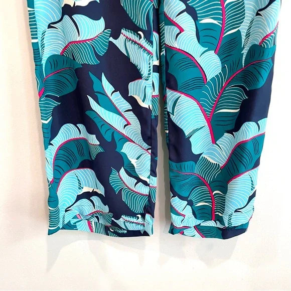 Silk Tropical Leaf Pants