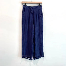 Tassel Trim Crop Gauze Pants