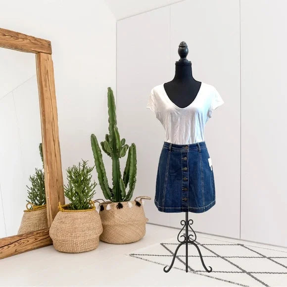 Button Down Jean Skirt