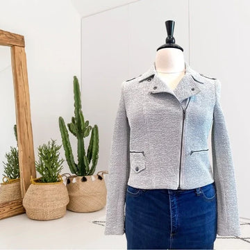 Textured Zip Moto Jacket