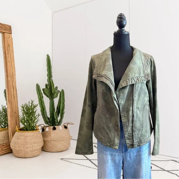 Camo Zip Front Moto Jacket