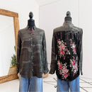 Silk Camo Embroidered Velvet Top-1