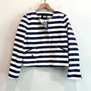Striped Zip Front Moto Blazer Jacket-2