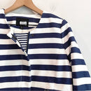 Striped Zip Front Moto Blazer Jacket-3