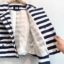 Striped Zip Front Moto Blazer Jacket-5
