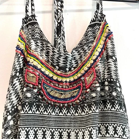 Geometric Beaded Swing Tank Top