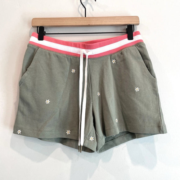 Daisy Embroidered Pajama Shorts