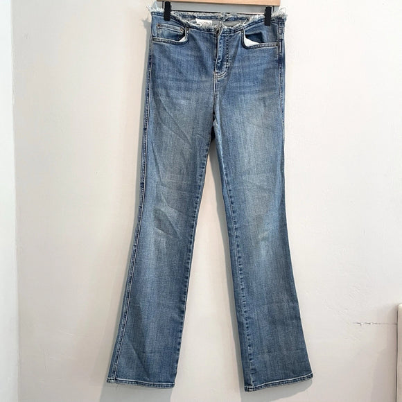 Cut Off Frayed Waist Bootcut Jeans
