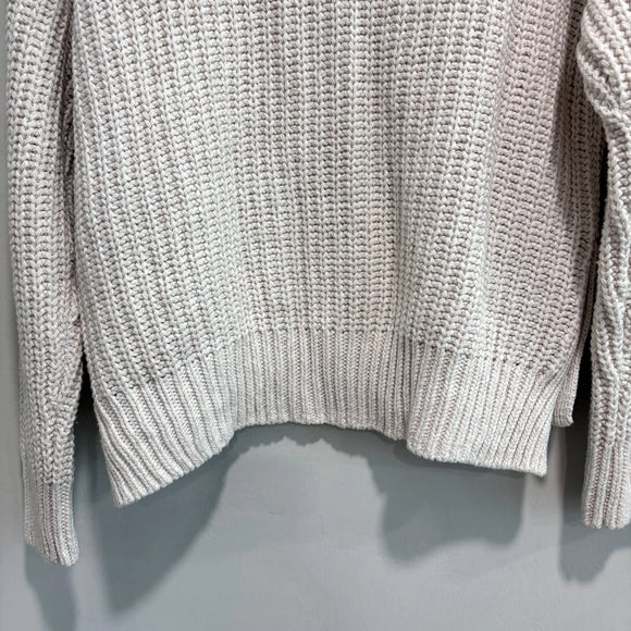 Mock Neck Side Button Chunky Sweater