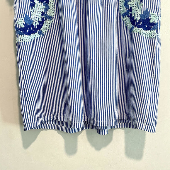 Floral Embroidered Striped Top