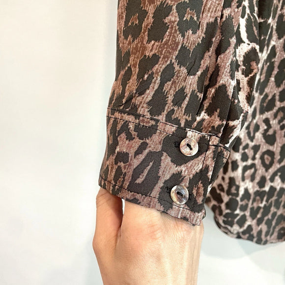 Leopard Silk Button Down Tunic