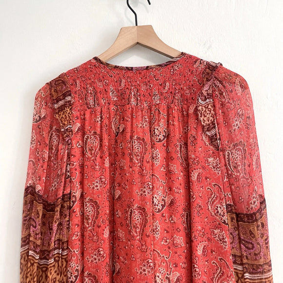 Paisley Smocked Sleeve Blouse
