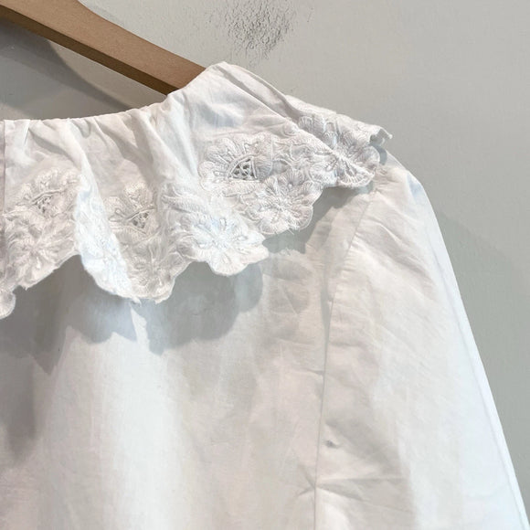 Lace Embroidered Cinch Front Top