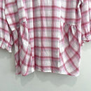 Ruffle Trim Plaid Button Down Top-10