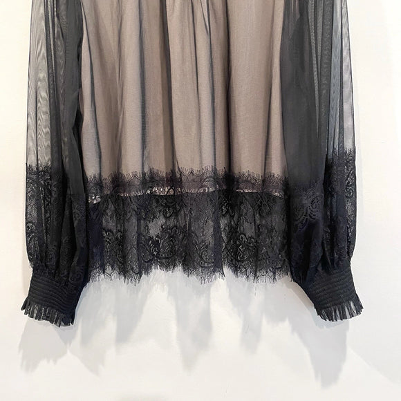 Tulle Button Down Lace Top