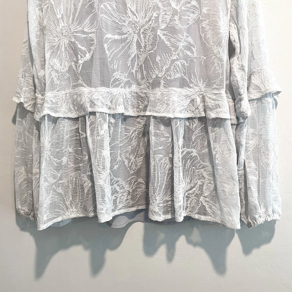 Silk Embroidered Ruffle Lined Top